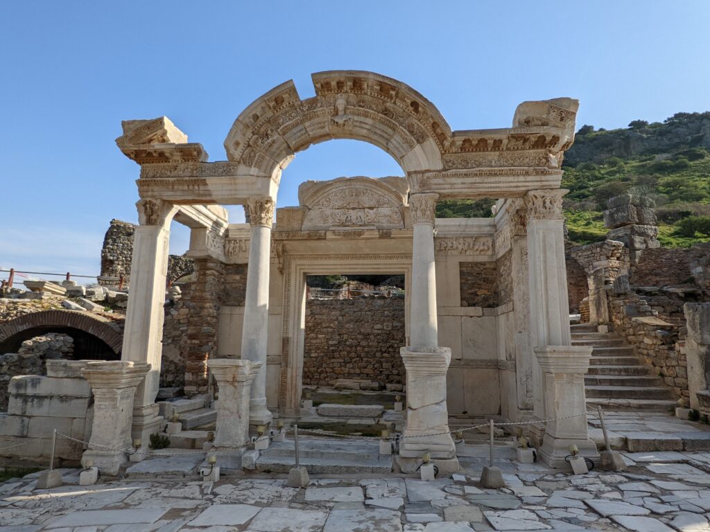 The Temple of Hadrian, one of the most famous monuments of the ancient city of Ephesus. It lies on the south side of Curates Street, on of the main streets that connects the Gate of Hercules with the Library of Celsus.