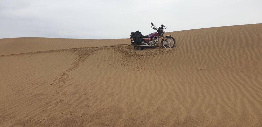 We scale mighty sand dunes.