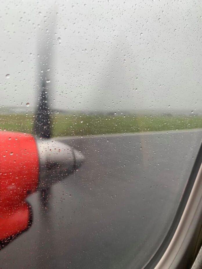 We didn't think the difficult part of this trip would be in getting to the Start Line. Here's a photo of our plane touching the tarmac in Orkney before having to take off again and eventually flying us back to Aberdeen due to the weather!
