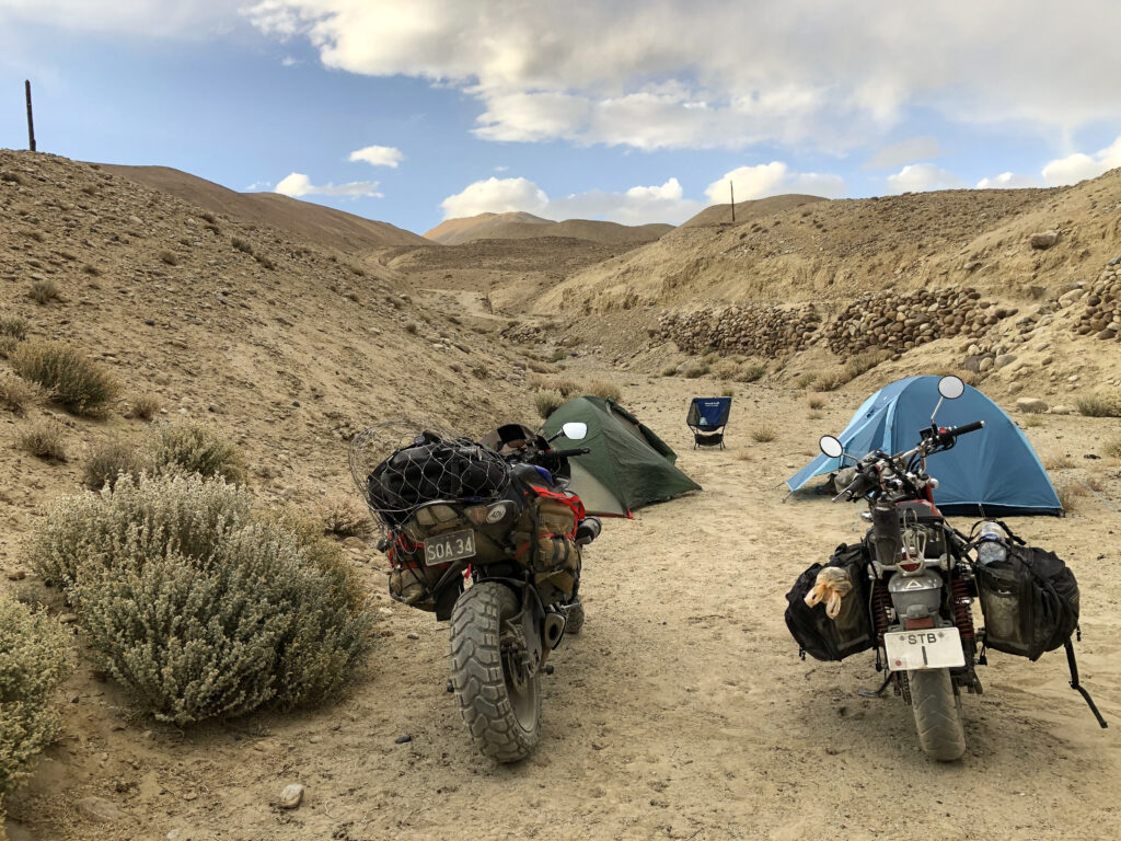Entry #27 - Ashim Ranadive "The Odd Couple – A GSXR & Monkey riding across the world" - RnT Story Contest 1st Edition -Camping in the Wakhan Corridor, between Tajikistan _ Afghanistan