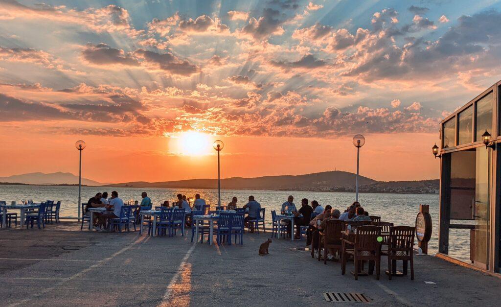 Sunset in Ayvalık, a seaside town on the northwestern Aegean coast of Turkey
